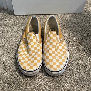 Mustard yellow checkered vans